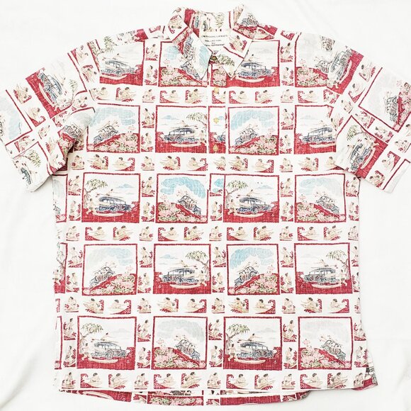 Reyn Spooner Dietrich Varez Mens Hawaiian Pullover Shirt Surfer Woody Car Vtg XL - Picture 1 of 12